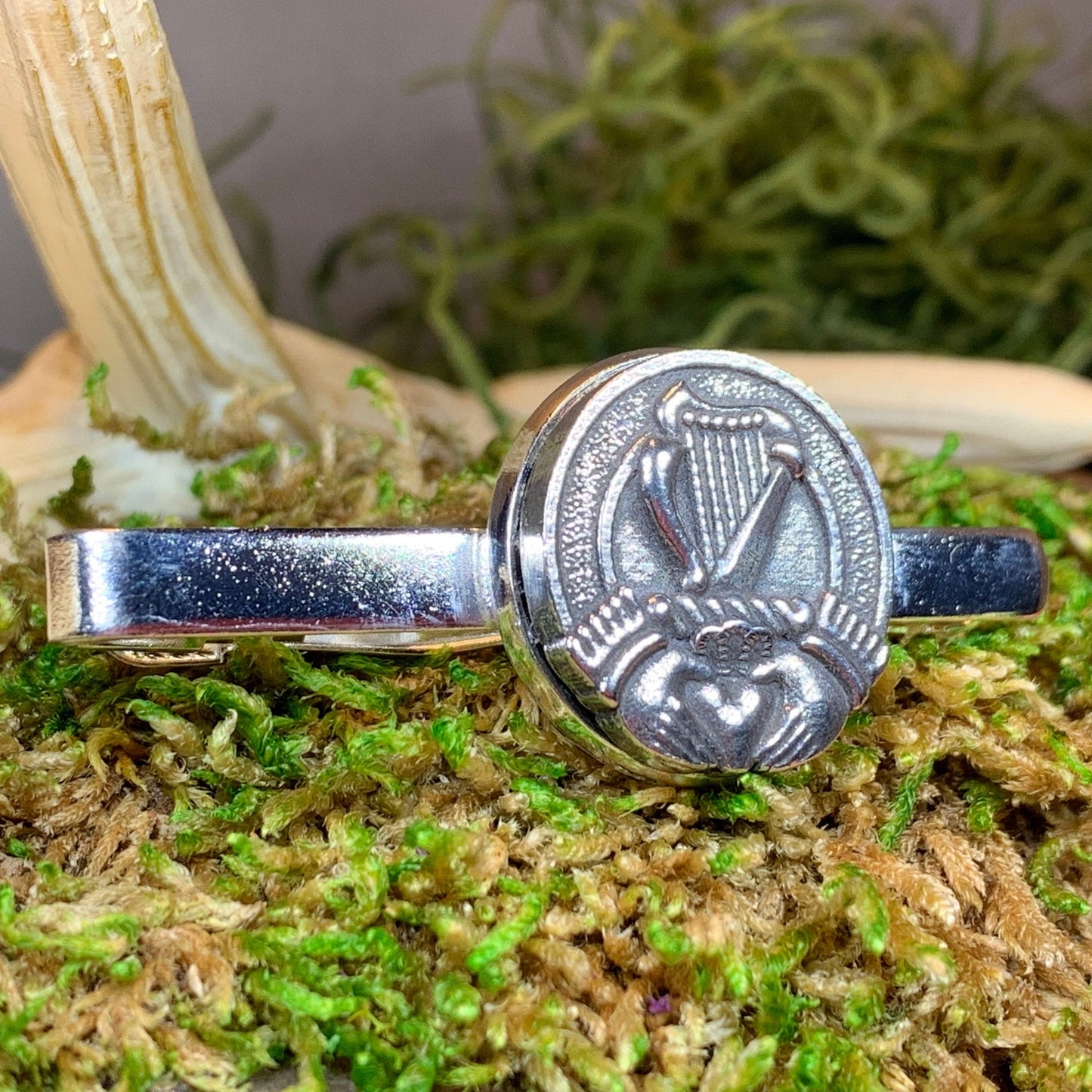 Claddagh Tie Bar, Celtic Jewelry, Irish Gift for Him, Harp Tie Clip, Dad Gift, Graduation Gift, Ireland Gift, Men's Jewelry, Celtic Tie Clip