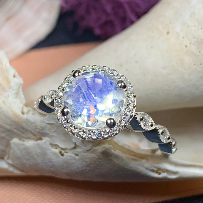 Moonstone Ring, Promise Ring, Moonstone Engagement Ring, Anniversary Gift, Wiccan Jewelry, Boho Ring, Mom Gift, Wife Gift, Cocktail Ring