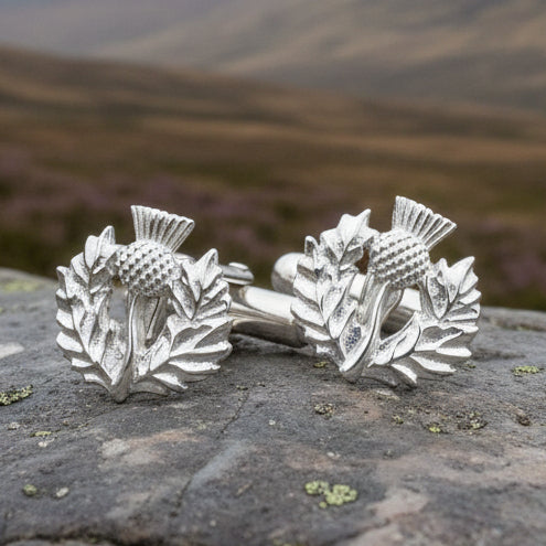 Thistle Cuff Links, Scotland Jewelry, Silver Celtic Jewelry, Scots Dad Gift, Bagpiper Gift, Groom Gift, Best Man Gift, Scottish Husband Gift