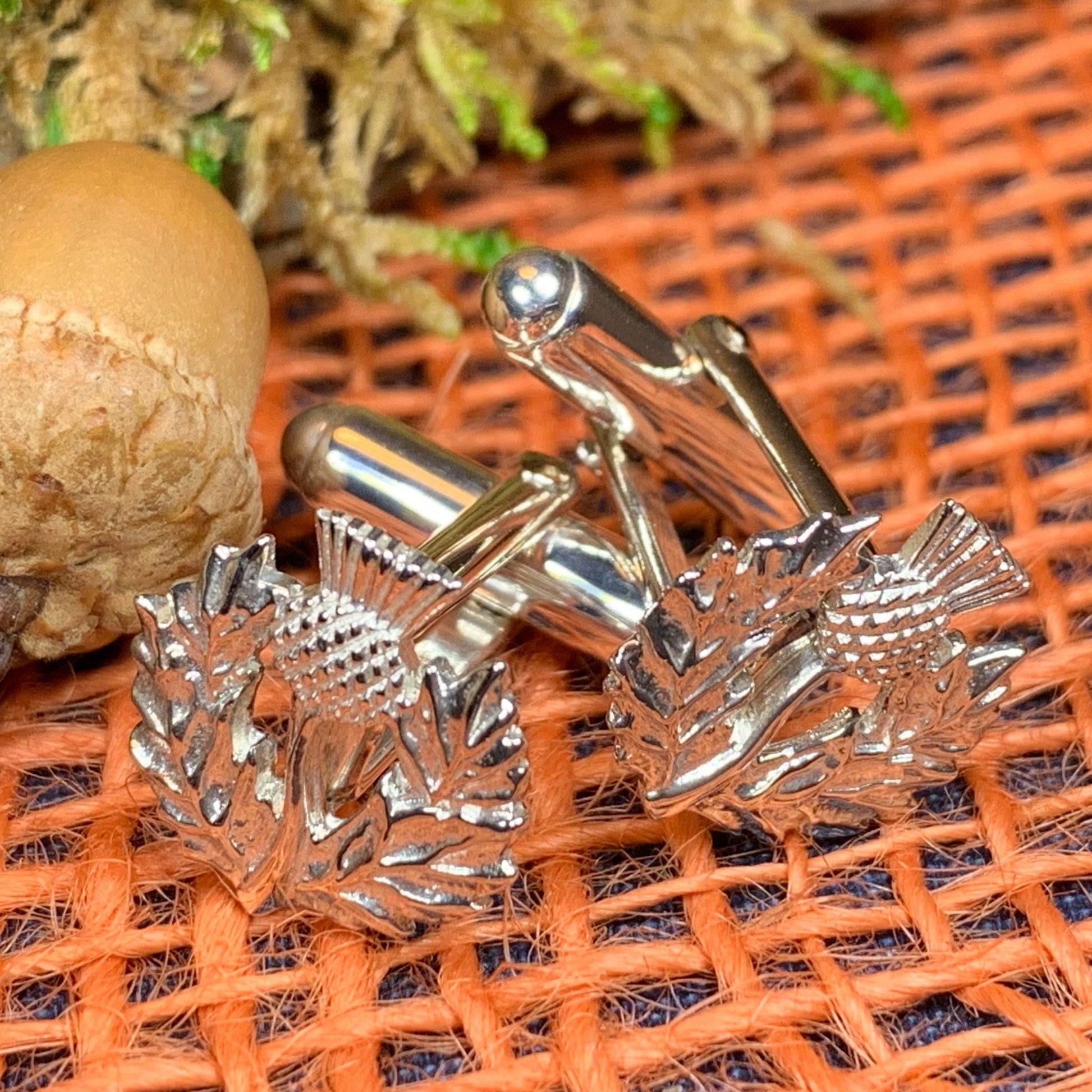 Alba Thistle Cuff Links - Handmade in Scotland — view 4