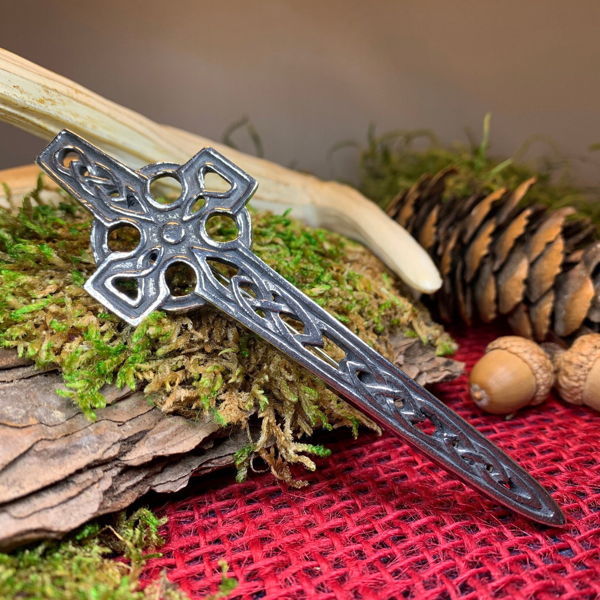Rowan Celtic Cross Kilt Pin — view 2