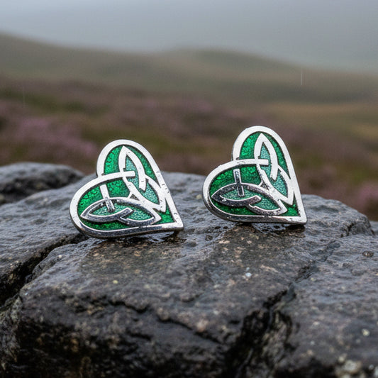 Celtic Heart Stud Earrings, Irish Jewelry, Celtic Jewelry, Anniversary Gift, Bridal Jewelry, Norse Jewelry, Scottish Jewelry, Wiccan Jewelry