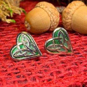 Celtic Heart Stud Earrings, Irish Jewelry, Celtic Jewelry, Anniversary Gift, Bridal Jewelry, Norse Jewelry, Scottish Jewelry, Wiccan Jewelry