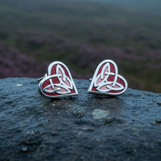 Celtic Heart Stud Earrings — view 3