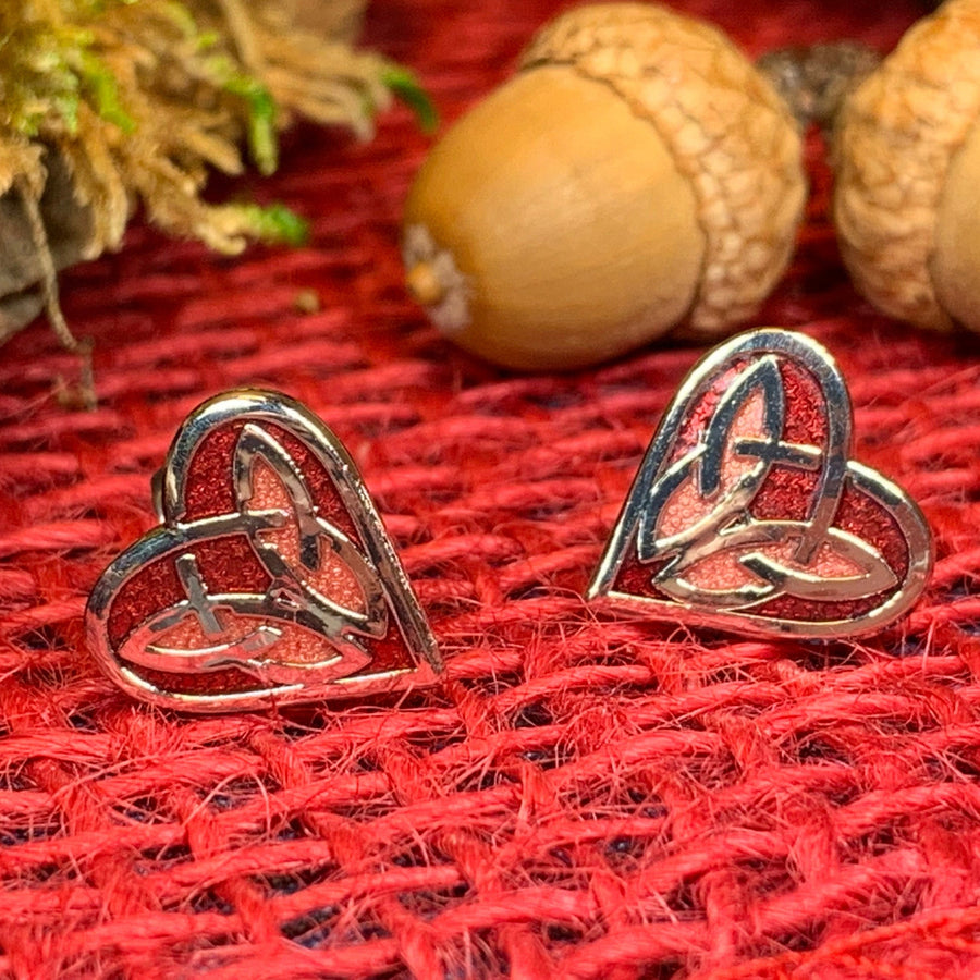 Celtic Heart Stud Earrings, Irish Jewelry, Celtic Jewelry, Anniversary Gift, Bridal Jewelry, Norse Jewelry, Scottish Jewelry, Wiccan Jewelry