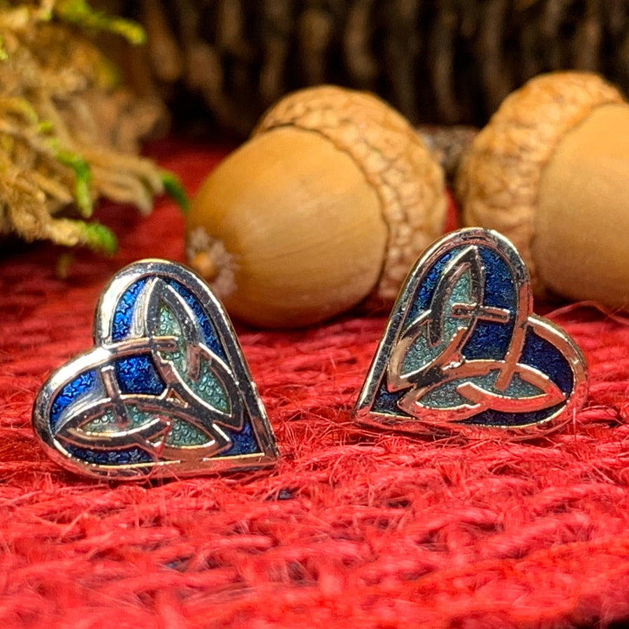 Celtic Heart Stud Earrings, Irish Jewelry, Celtic Jewelry, Anniversary Gift, Bridal Jewelry, Norse Jewelry, Scottish Jewelry, Wiccan Jewelry