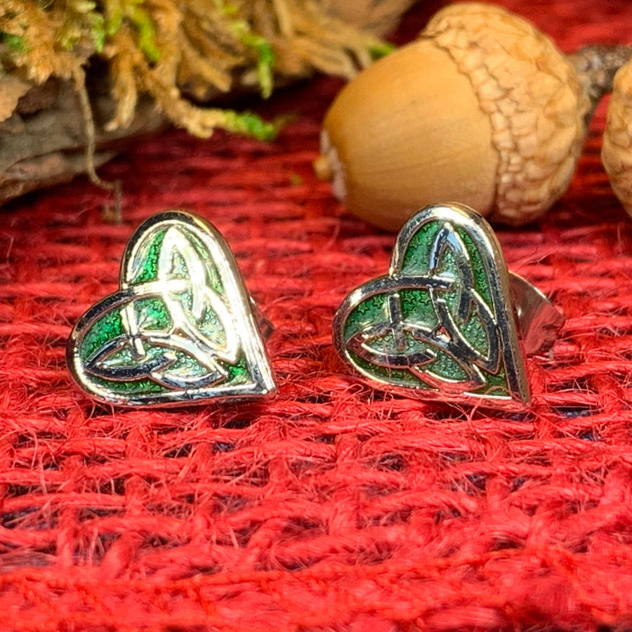 Celtic Heart Stud Earrings, Irish Jewelry, Celtic Jewelry, Anniversary Gift, Bridal Jewelry, Norse Jewelry, Scottish Jewelry, Wiccan Jewelry