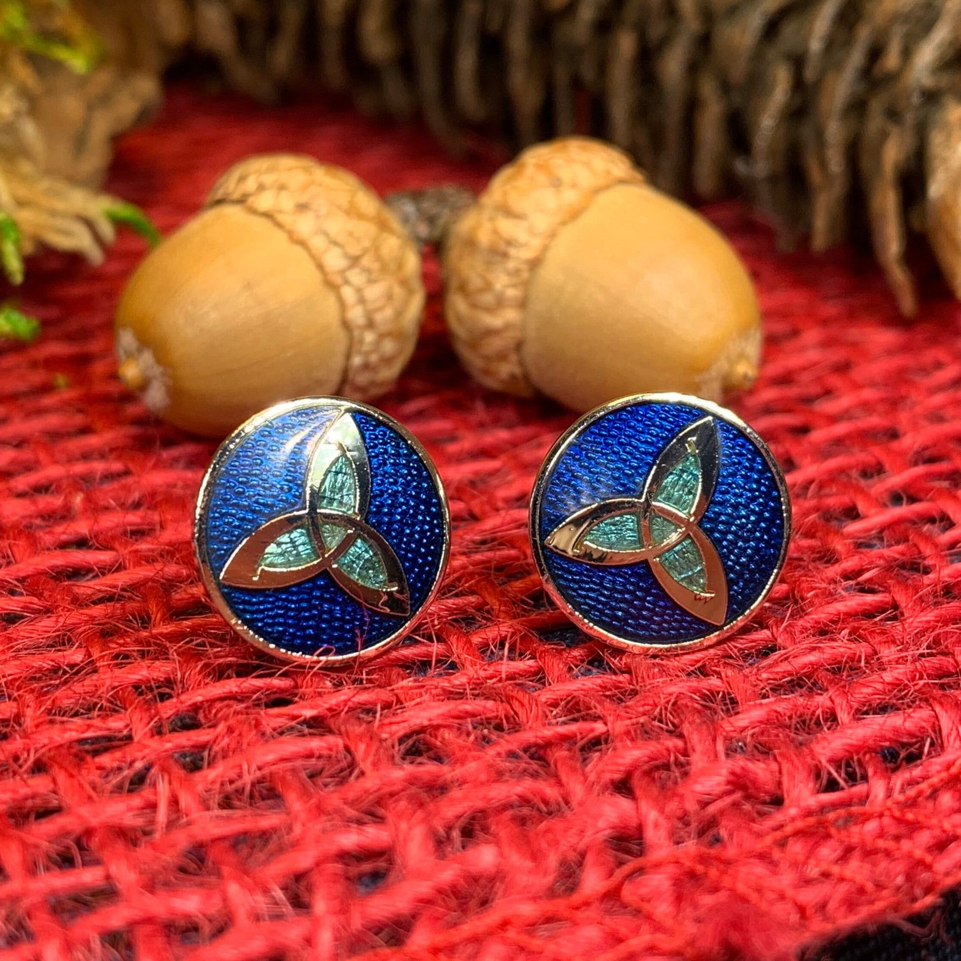 Enamel Trinity Knot Stud Earrings — view 8