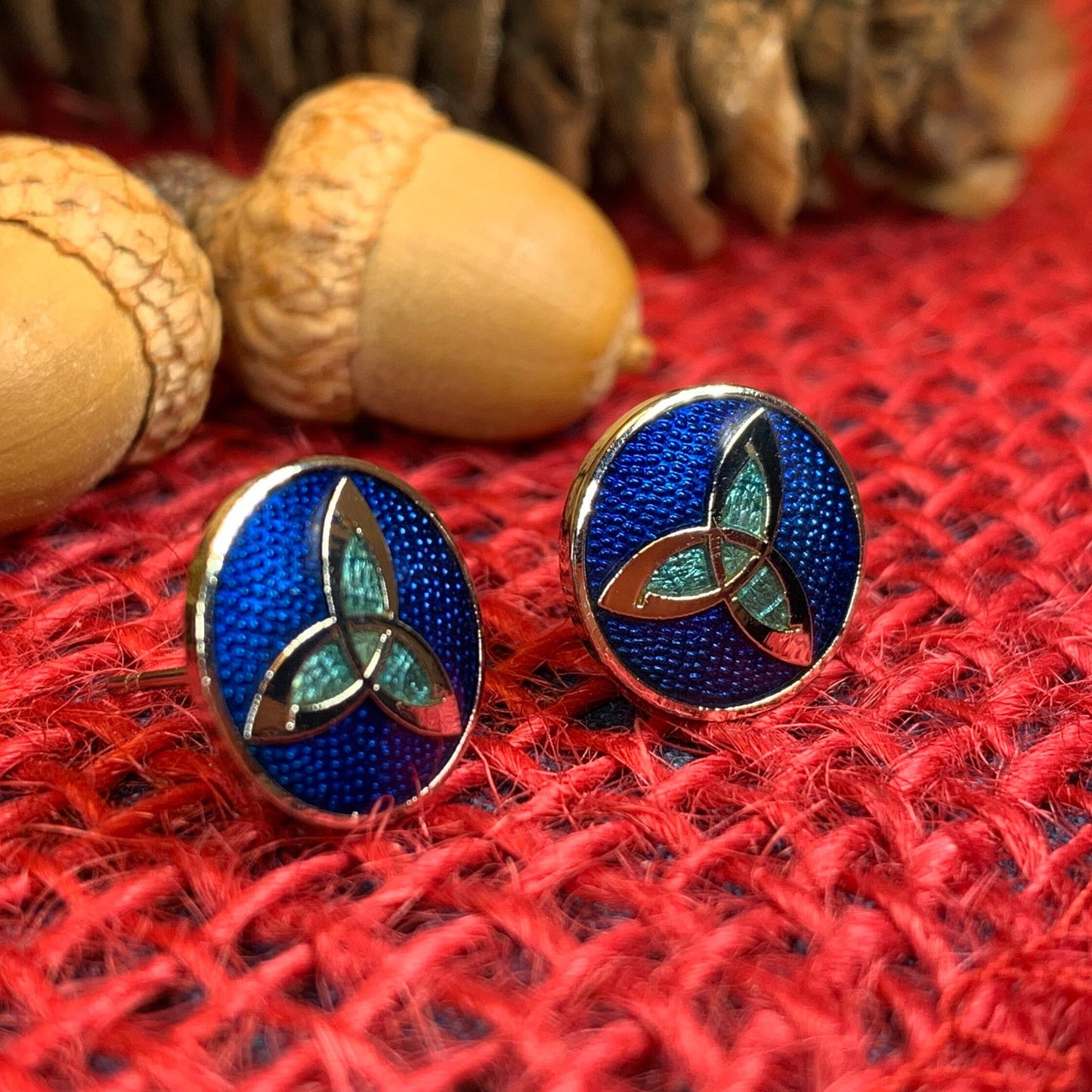 Enamel Trinity Knot Stud Earrings — view 5