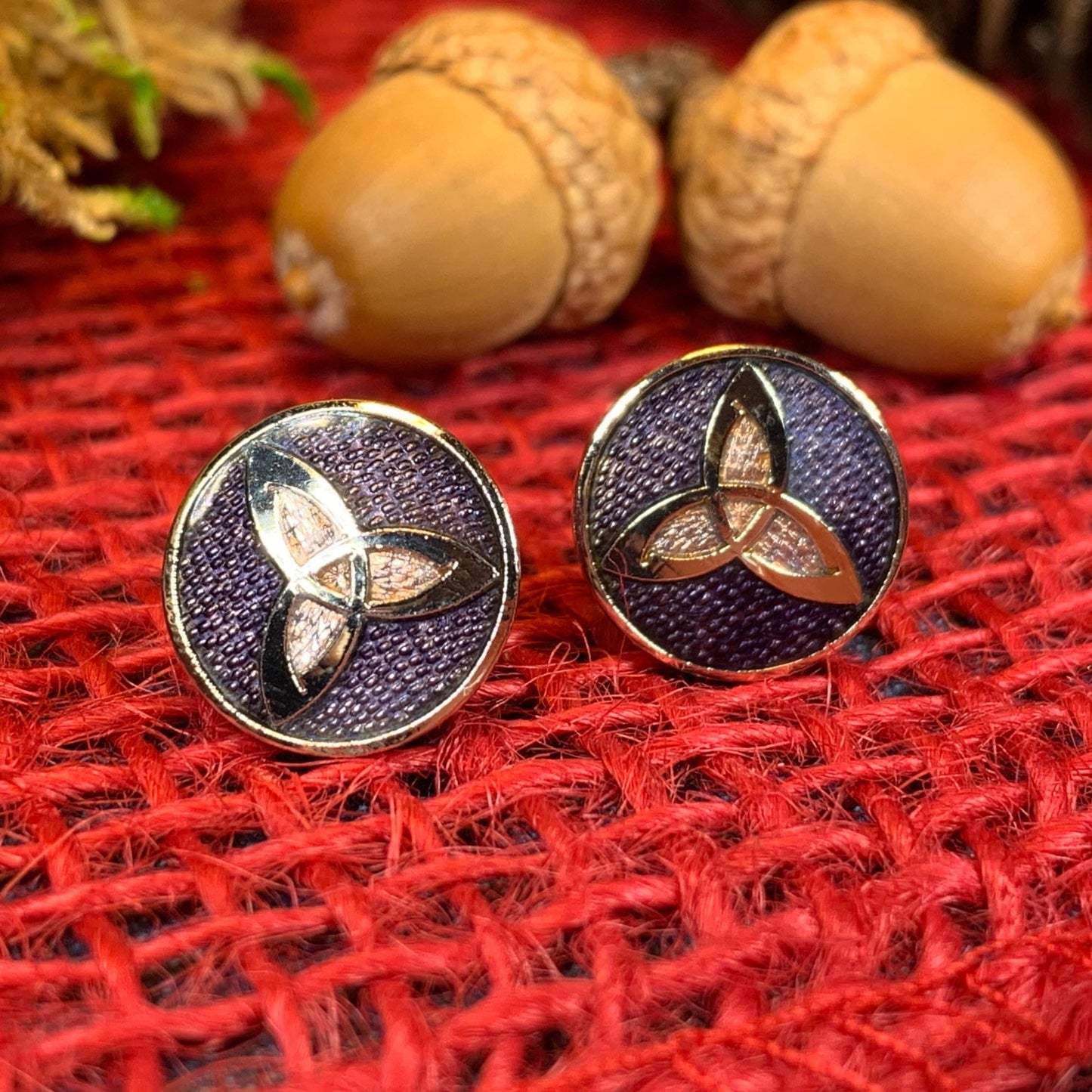 Enamel Trinity Knot Stud Earrings — view 9