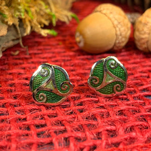 Celtic Knot Stud Earrings, Irish Jewelry, Celtic Jewelry, Triple Spiral Earrings, Irish Dancer Gift, Norse Jewelry, Scottish Post Earrings
