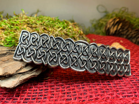 Load image into Gallery viewer, Celtic Knot Hair Clip, Celtic Barrette, Irish Jewelry, Pagan Jewelry, Friendship Gift, Wiccan Jewelry, Norse Jewelry, Animal Barrette
