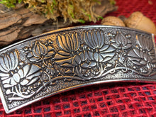 Load image into Gallery viewer, Waterlillies Hair Clip, Celtic Barrette, Water Lily Jewelry, Art Deco Jewelry, Friendship Gift, Wicca Jewelry, Hair Jewelry, Pewter Barrette
