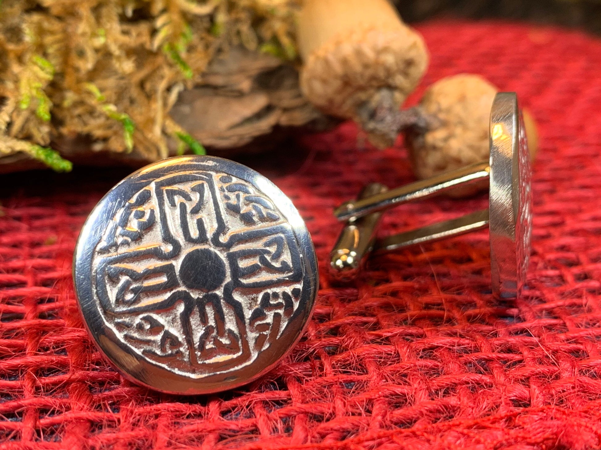 Round Celtic Cross Pewter Cufflinks - Handmade in Scotland — view 7