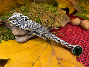 Celtic Raven Kilt Pin, Scottish Jewelry, Irish Kilt Pin, Tartan Pin, Cape Pin, Bagpiper Gift, Scotland Pin, Celtic Shawl Pin, Viking Jewelry