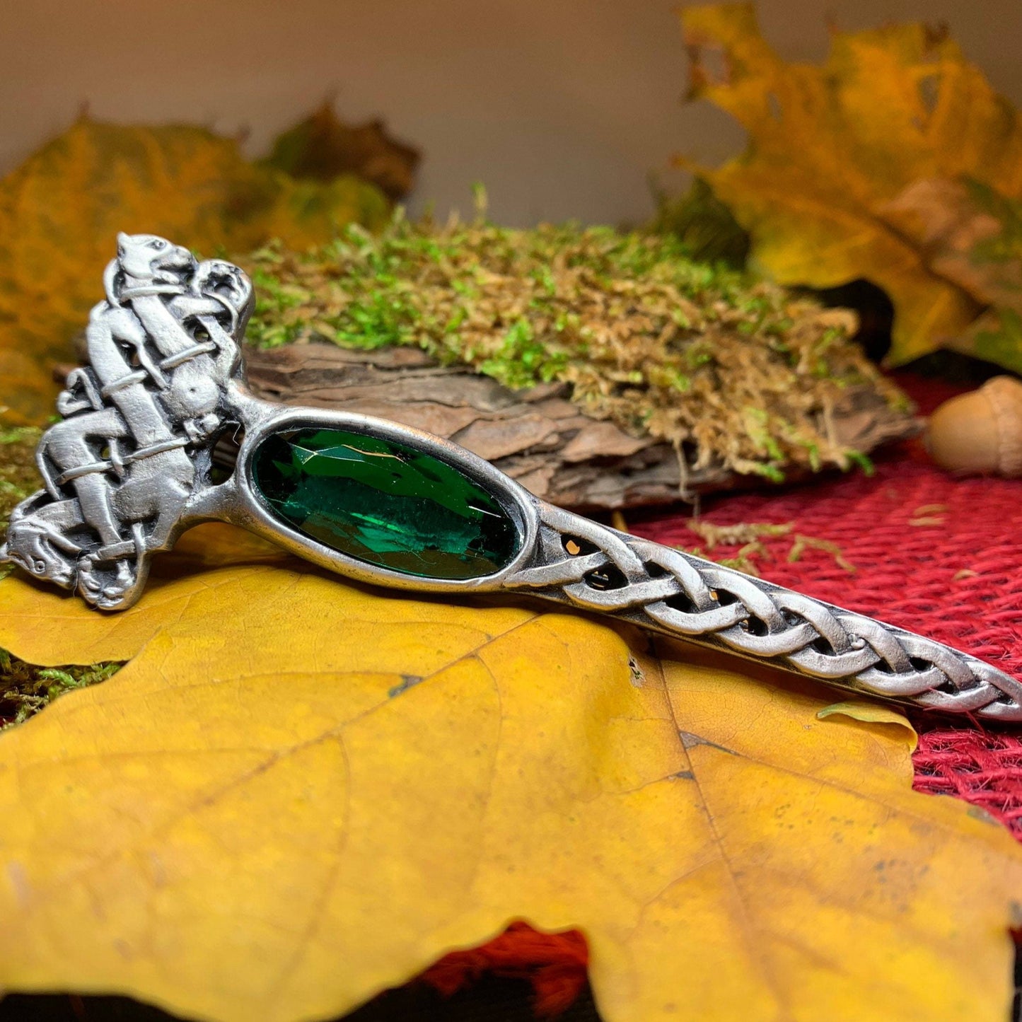 Dragon Crystal Kilt Pin in silver