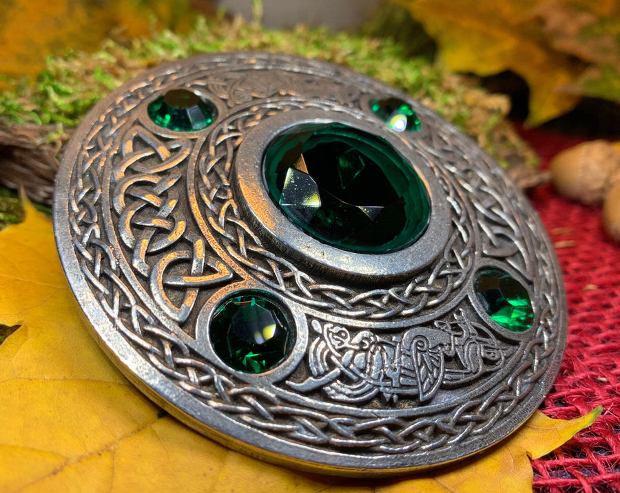 Celtic Raven Brooch, Celtic Knot Jewelry, Irish Jewelry, Scotland Jewelry, Anniversary Gift, Tartan Pin, Viking Jewelry, Norse Brooch