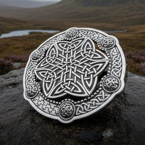 Celtic Knot Brooch, Large Celtic Pin, Viking Jewelry, Norse Jewelry, Wiccan Jewelry, Anniversary Gift, Kilt Pin, Pewter Tartan Pin
