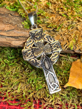 Load image into Gallery viewer, Celtic Cross Necklace, Celtic Jewelry, Irish Jewelry, Shamrock Cross Necklace, Irish Cross, Clover Jewelry, Ireland Jewelry, Confirmation
