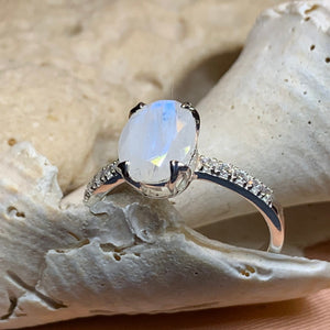 Moonstone Ring, Promise Ring, Engagement Ring, Boho Statement Ring, Anniversary Gift, Wiccan Jewelry, Cocktail Ring, Mom Gift, Wife Gift