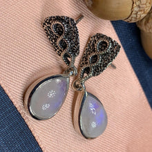 Load image into Gallery viewer, Celtic Earrings, Celtic Jewelry, Moonstone Drop Earrings, Norse Jewelry, Irish Jewelry, Scotland Jewelry, Mom Gift, Anniversary Gift
