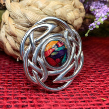 Load image into Gallery viewer, Celtic Knot Brooch, Celtic Jewelry, Scottish Pin, Scotland Gift, Norse Jewelry, Heathergem Brooch, Anniversary Gift, Outlander Jewelry

