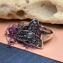 Load image into Gallery viewer, Celtic Ring, Oak Ash Thorn Ring, Trinity Knot Ring, Silver Boho Ring, Irish Ring, Moonstone Ring, Anniversary Gift, Celtic Knot Wiccan Ring
