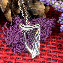 Load image into Gallery viewer, Harp Necklace, Celtic Jewelry, Irish Jewelry, Irish Dance Gift, Ireland Gift, Mom Gift, Musician Gift, Ireland Gift, Sister Gift, Wife Gift
