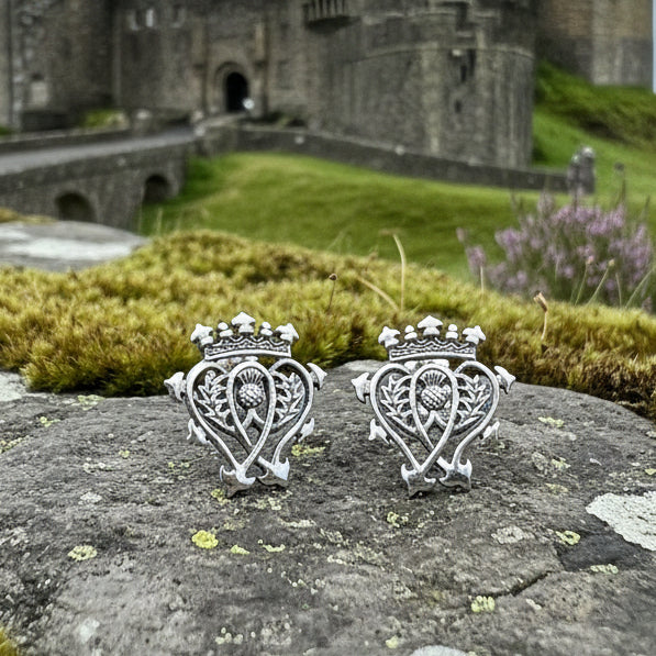 Luckenbooth Earrings, Scotland Jewelry, Celtic Jewelry, Thistle Jewelry, Anniversary Gift, Bridal Jewelry, Heart Jewelry, Mom Gift
