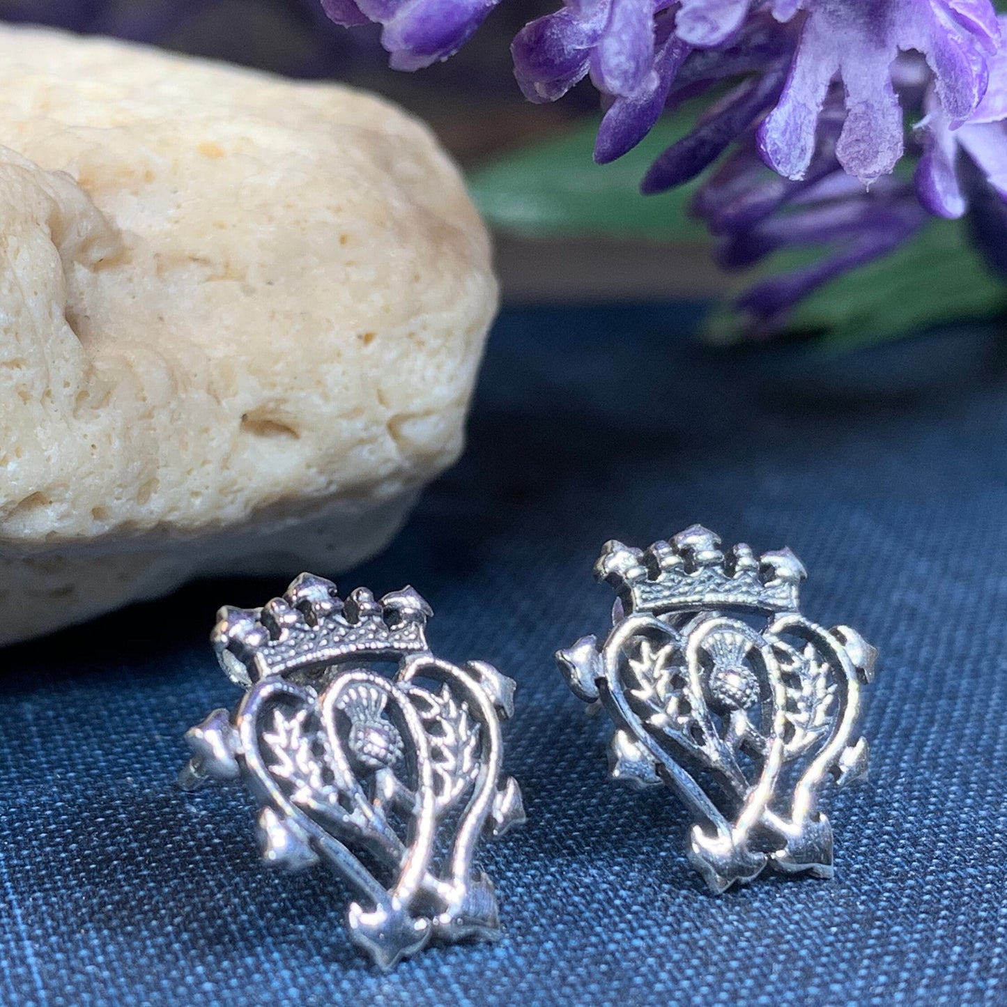 Scottish Luckenbooth Post Earrings in Sterling Silver — view 7