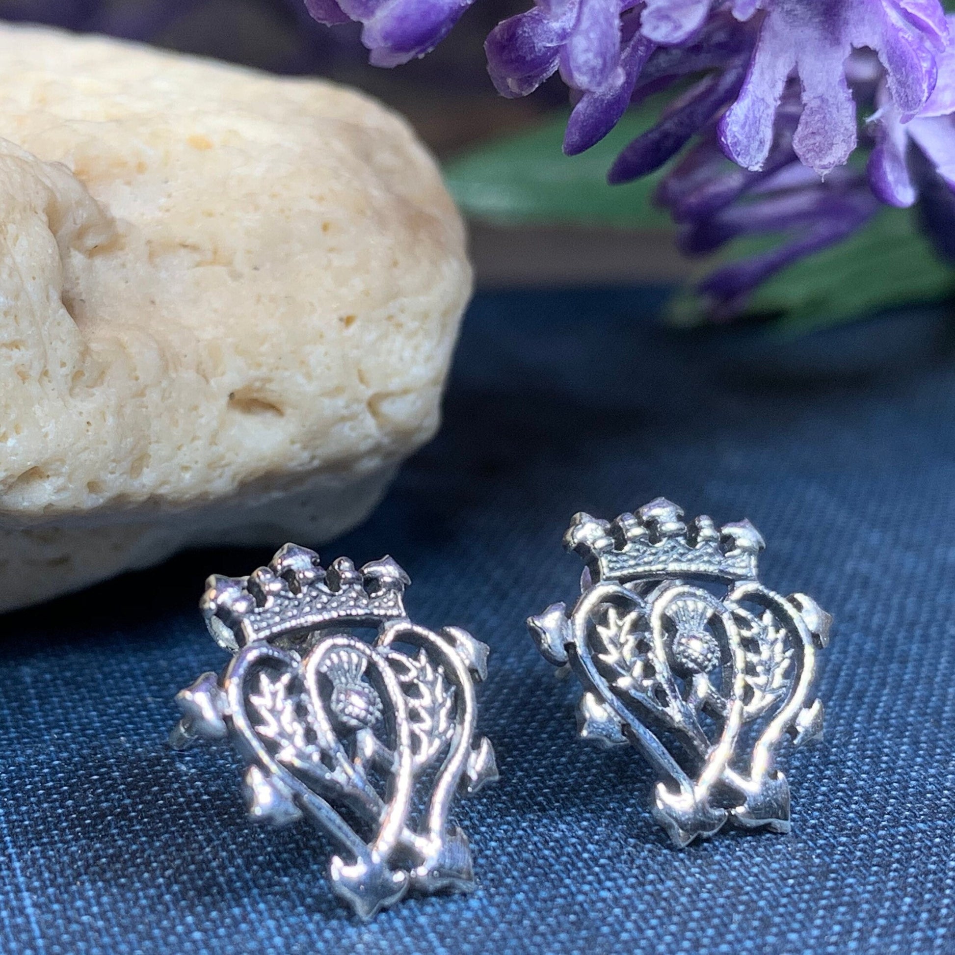 Scottish Luckenbooth Post Earrings in Sterling Silver — view 7