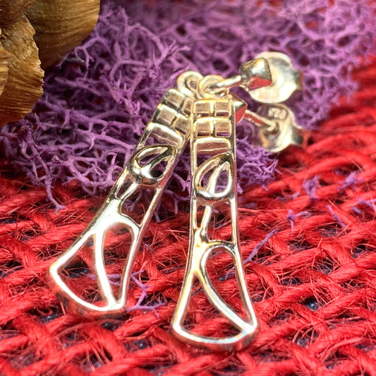 Art Deco Earrings, Scotland Jewelry, Mackintosh Jewelry, Silver Post Earrings, Anniversary Gift, Celtic Earrings, Rose Jewelry, Mom Gift