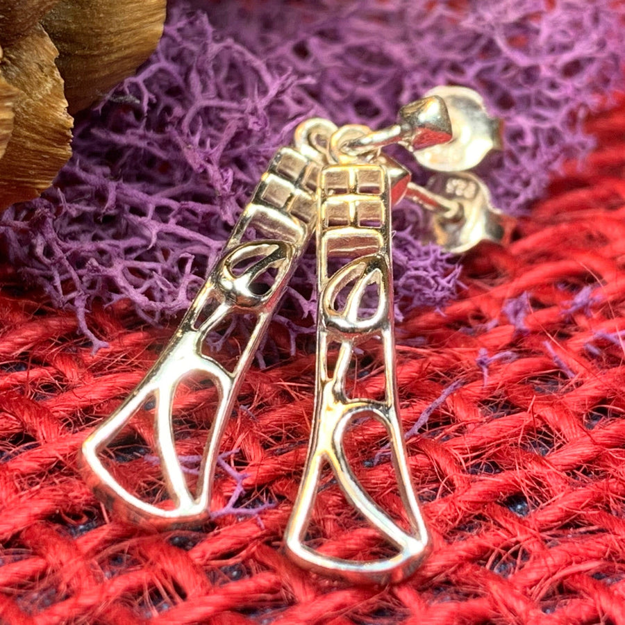 Art Deco Earrings, Scotland Jewelry, Mackintosh Jewelry, Silver Post Earrings, Anniversary Gift, Celtic Earrings, Rose Jewelry, Mom Gift