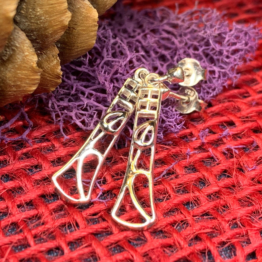 Art Deco Earrings, Scotland Jewelry, Mackintosh Jewelry, Silver Post Earrings, Anniversary Gift, Celtic Earrings, Rose Jewelry, Mom Gift