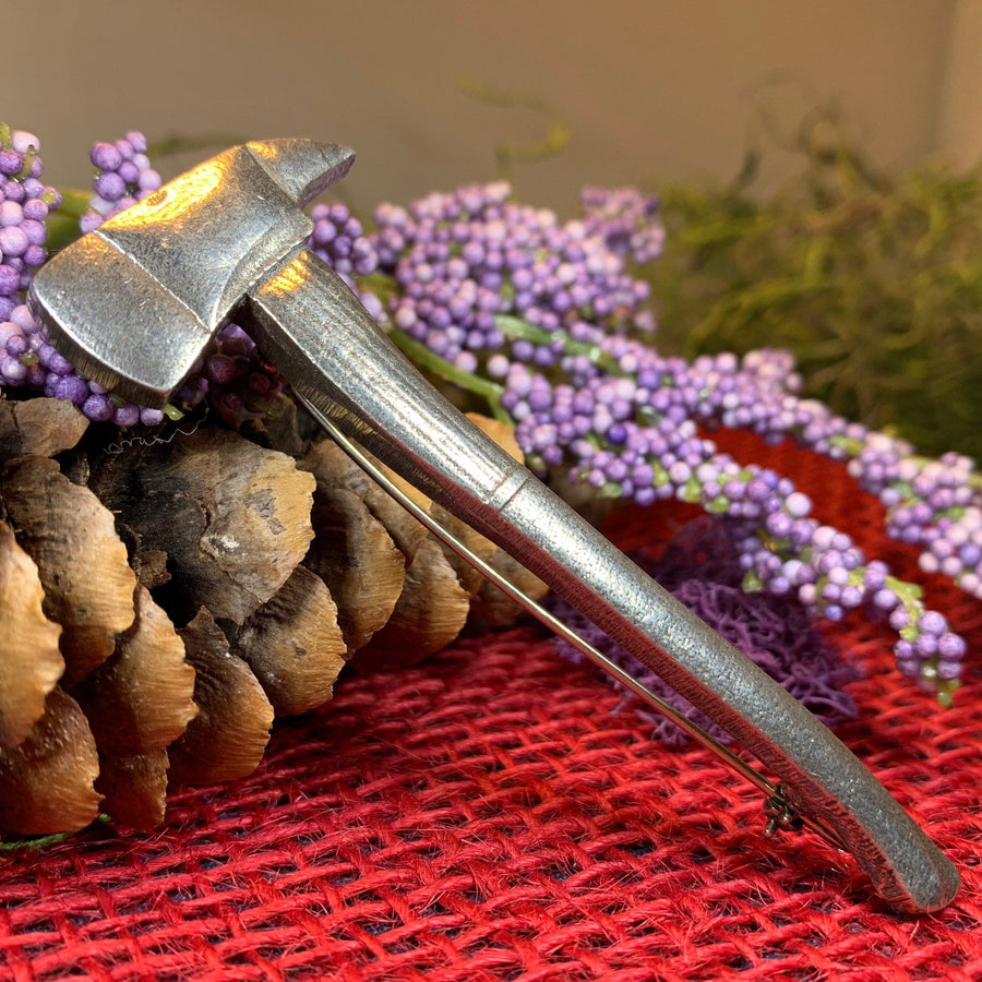 Fireman's Axe Pin, Scotland Jewelry, Bagpiper Gift, Viking Jewelry, Celtic Brooch, Norse Pin, Dad Gift, Pagan Jewelry, Firefighter Gift