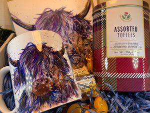 Scottish Toffee Tin, Scotland Gift Box, Highland Cow Mug, Scottish Gift Box, Outlander Gift, New Home Gift, Get Well Gift, Thank You Gift