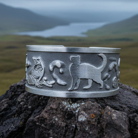 Celtic Cat Bracelet, Celtic Jewelry, Bangle Bracelet, Cat Jewelry, Ireland Jewelry, Wife Gift, Girlfriend Gift, Sister Gift, Cat Mom Gift
