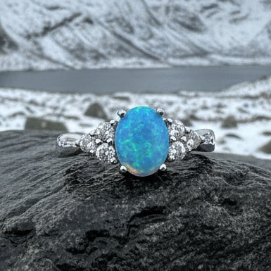 Opal Celtic Ring, Celtic Ring, Opal Engagement Ring, Blue Opal Ring, Anniversary Gift, Cocktail Ring, Birthstone Ring, Wife Gift, Mom Gift