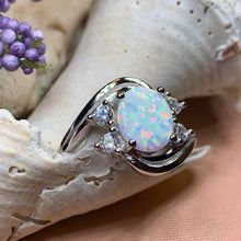 Load image into Gallery viewer, Opal Celtic Ring, Celtic Ring, Opal Engagement Ring, Silver Opal Ring, Anniversary Gift, Cocktail Ring, Birthstone Ring, Wife Gift, Mom Gift

