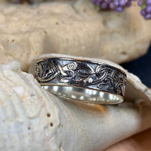 Load image into Gallery viewer, Celtic Raven Ring, Celtic Ring, Promise Ring, Silver Boho Ring, Irish Ring, Irish Dance Gift, Anniversary Gift, Ireland Ring, Wiccan Ring
