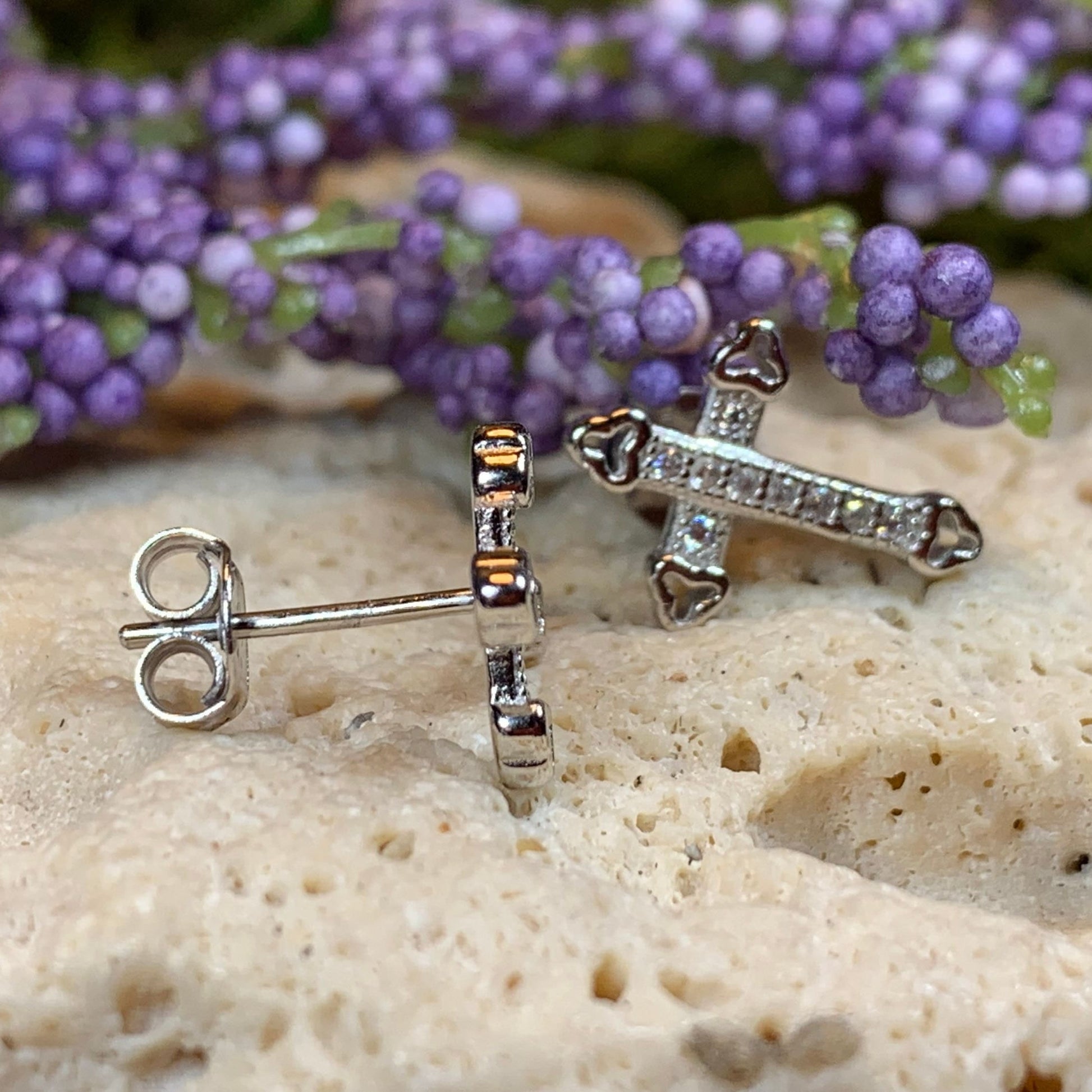 Faith Cross Stud Earrings — view 5
