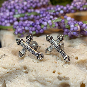 Cross Stud Earrings, Irish Jewelry, Post Earrings, Anniversary Gift, Spiritual Jewelry, Cross Jewelry, Religious Jewelry, Christian Jewelry