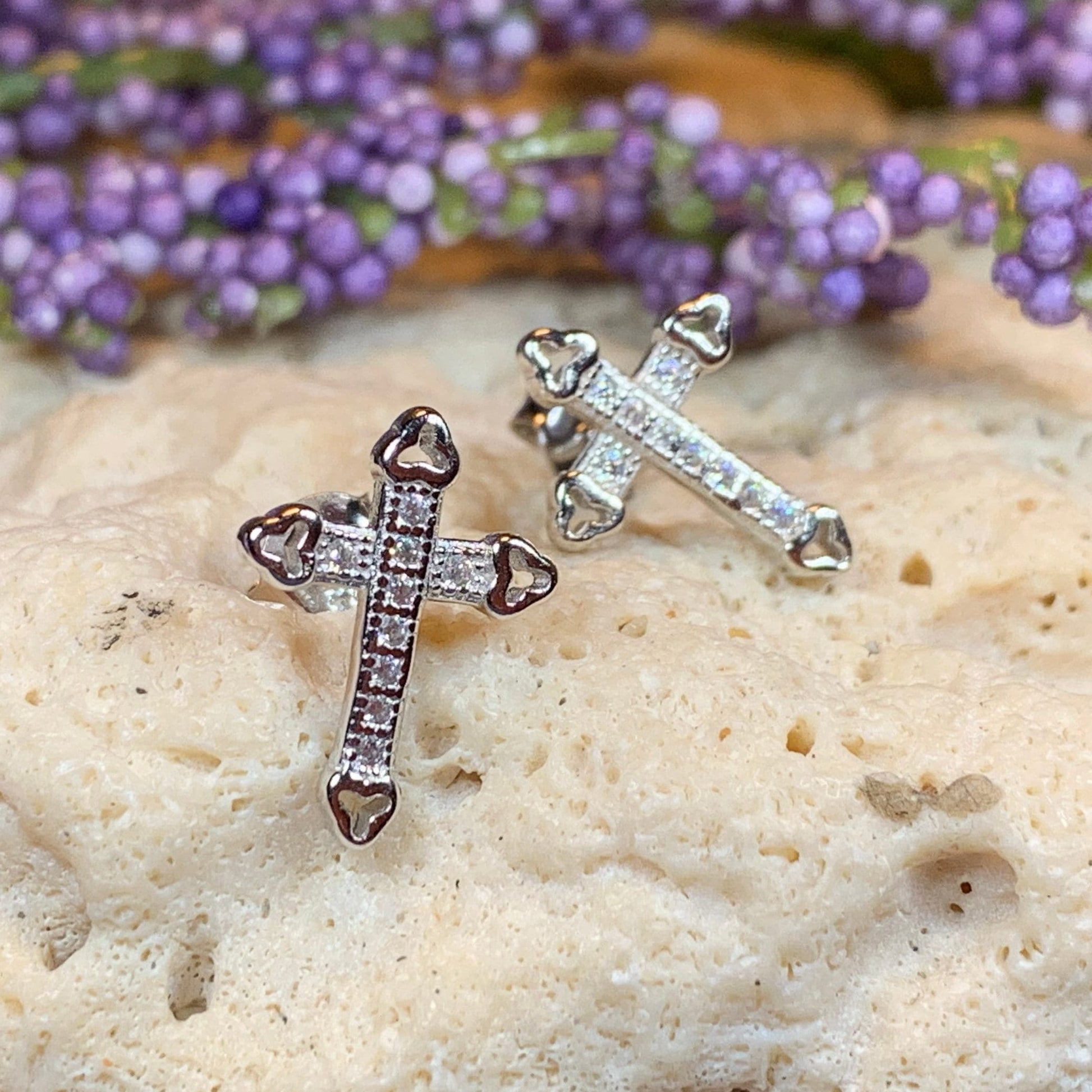 Faith Cross Stud Earrings — view 7