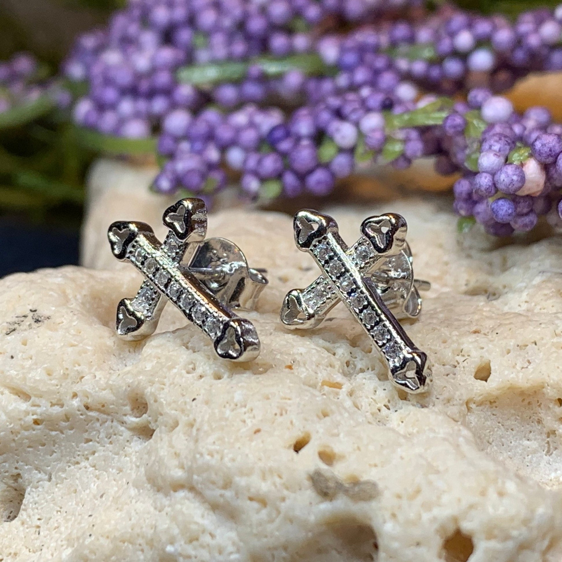 Faith Cross Stud Earrings — view 9