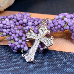 Celtic Cross Necklace, Diamond Cross Pendant, Irish Cross, First Communion Gift, Religious Jewelry, Bridal Cross Necklace, Wife Gift