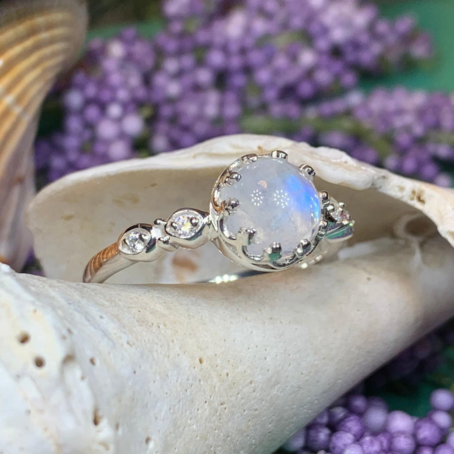Moonstone Ring, Promise Ring, Engagement Ring, Celtic Jewelry, Anniversary Gift, Wiccan Jewelry, Boho Statement Ring, Cocktail Ring