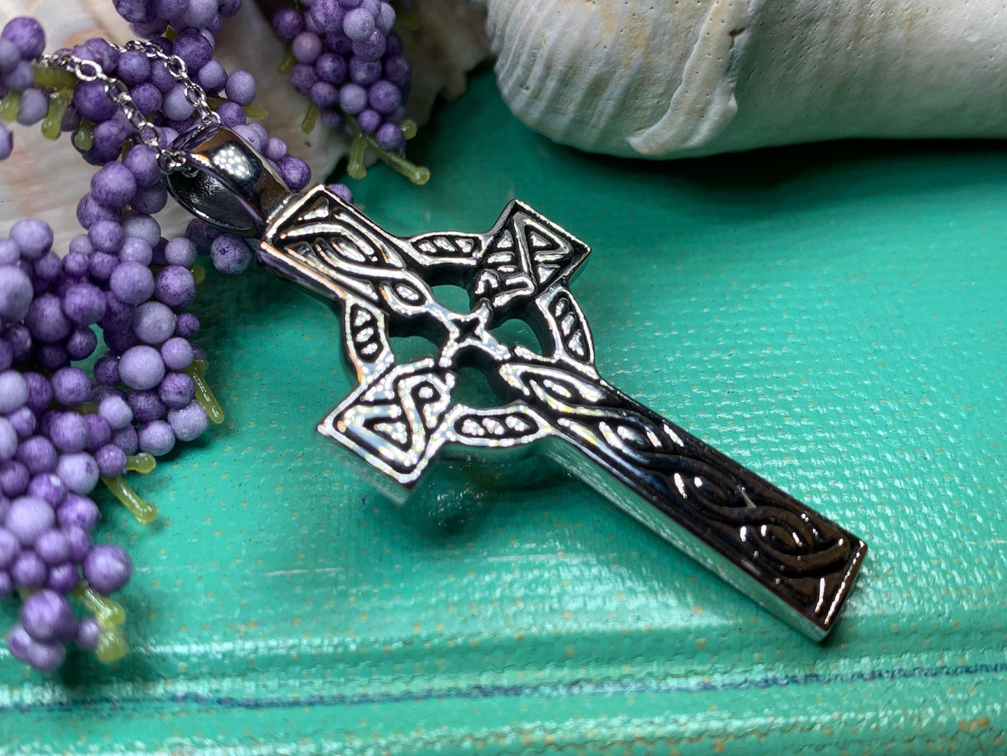 Celtic Cross Necklace, Cross Pendant, Irish Cross, Anniversary Gift, First Communion Gift, Baptism Cross, Religious Jewelry, Spiritual Gift