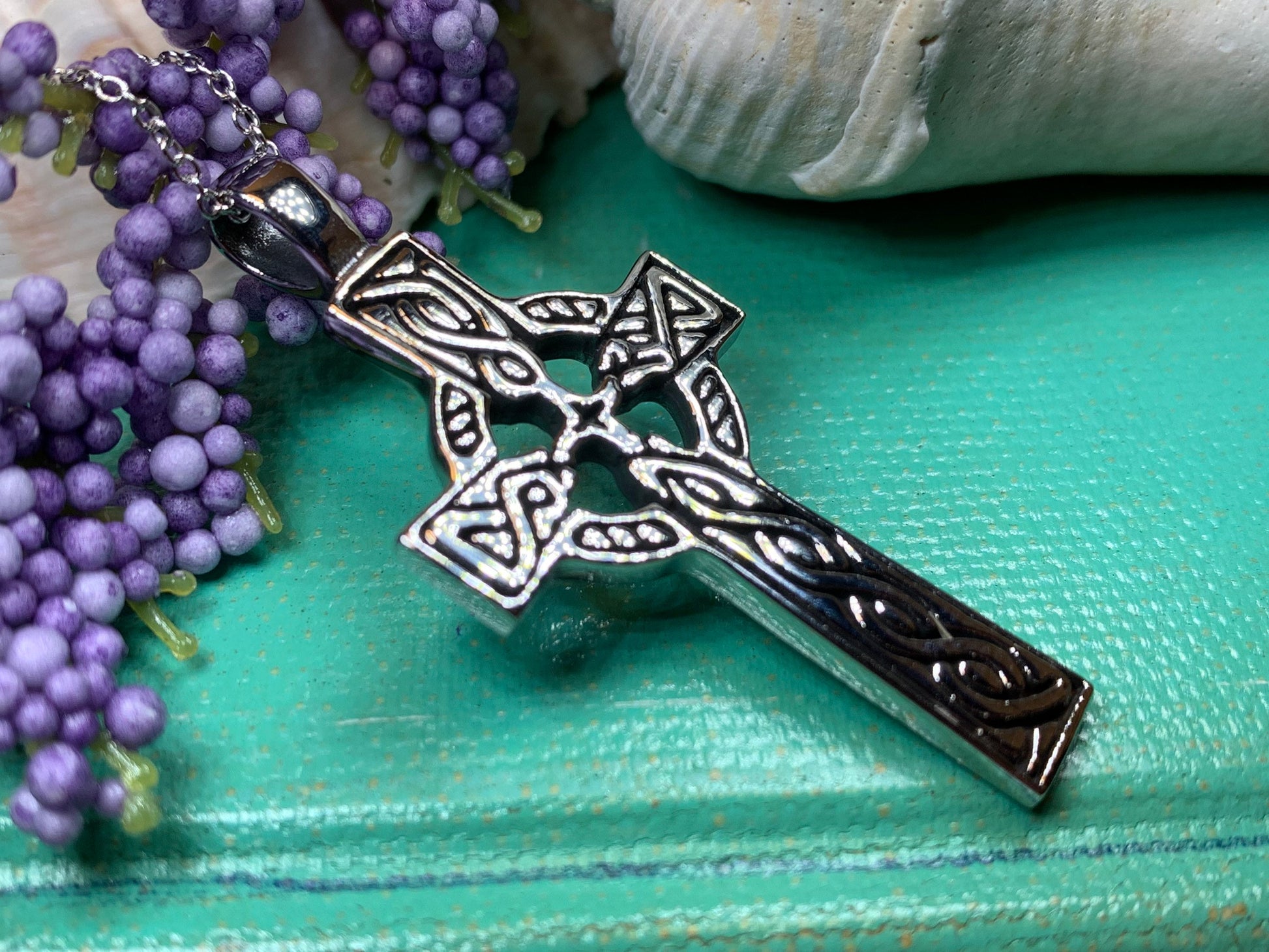 Celtic Cross Necklace, Cross Pendant, Irish Cross, Anniversary Gift, First Communion Gift, Baptism Cross, Religious Jewelry, Spiritual Gift