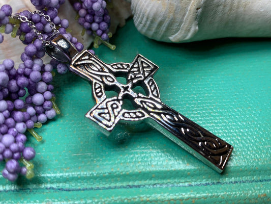 Celtic Cross Necklace, Cross Pendant, Irish Cross, Anniversary Gift, First Communion Gift, Baptism Cross, Religious Jewelry, Spiritual Gift