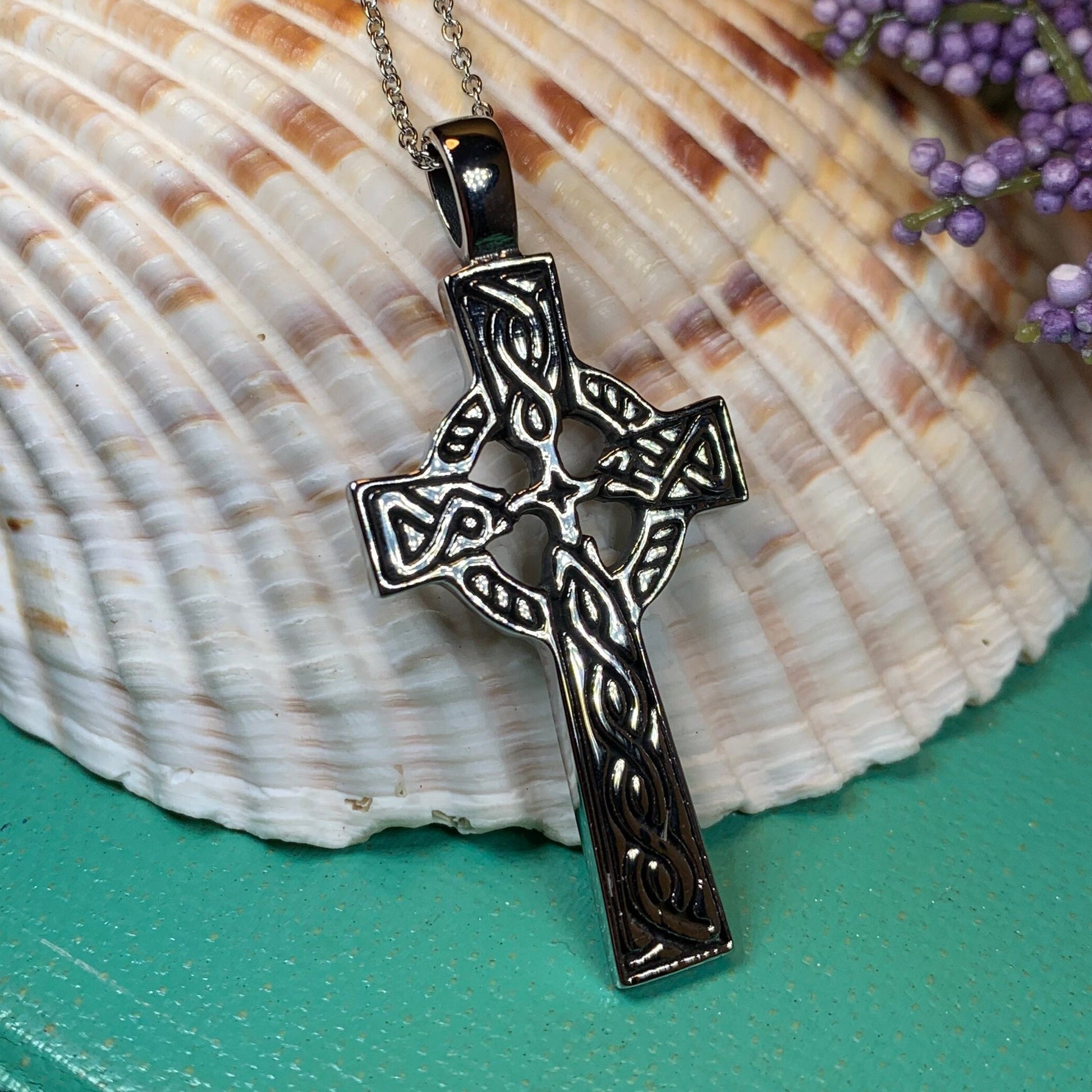 Celtic Cross Necklace, Cross Pendant, Irish Cross, Anniversary Gift, First Communion Gift, Baptism Cross, Religious Jewelry, Spiritual Gift